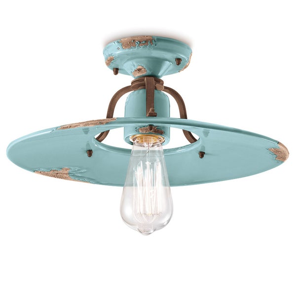 Deckenleuchte im Vintage-Stil mit einem dekorativen Schirm und einer Glühbirne