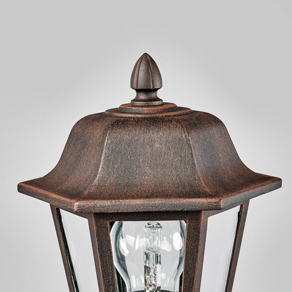 Lindby Außenleuchte Lamina (spritzwassergeschützt (Retro, Vintage Antik) in Braun aus Aluminium (1 flammig E27) - Wegeleuchte Pollerleuchte Wegelampe Sockelleuchte