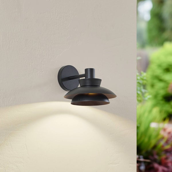 Lucande Wandleuchte außen Thais (spritzwassergeschützt (Modern) in Schwarz aus Metall (1 flammig, E14) - Außenwandleuchten Wandlampe Led Außenlampe Outdoor für Außenwand/Hauswand Haus