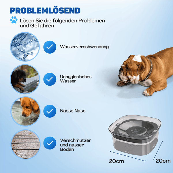 Vulpes Goods Wassernapf für Hunde – 2L Auslaufsicherer Trinknapf Reiseschale – Rutschfest für Katzen, Hunde und Haustiere