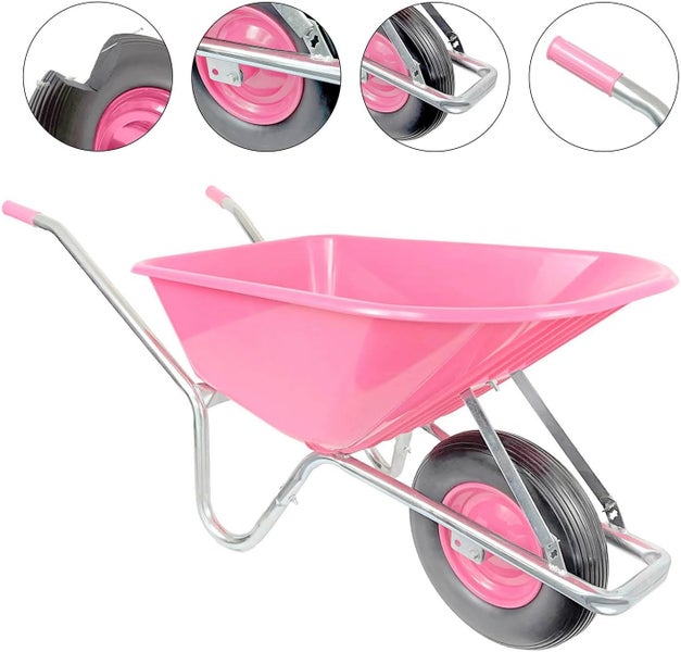 Schubkarre Matrix 100L 250kg | pannensicheres Vollgummirad | pinke Kunststoffwanne & verzinkter Rahmen