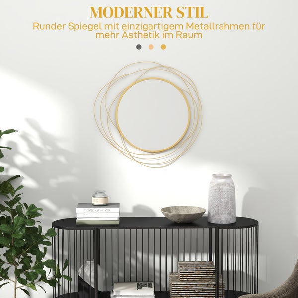 HOMCOM Wandspiegel, 65L x 1B x 65H cm, Metall, Gold