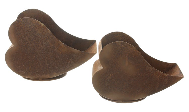 FRANK FLECHTWAREN|Pflanzer Herzen, 2er Set, 26 x 8 x 19 cm, 29 x 11 x 22 cm, METALL