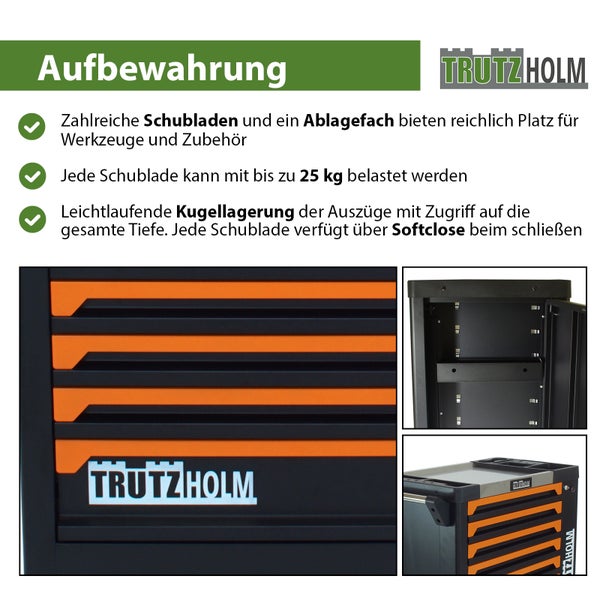 Werkstattwagen 249 tlg. bestückt 97 x 85 x 46 cm  Werkzeugwagen Werkzeugorganisation in orange
