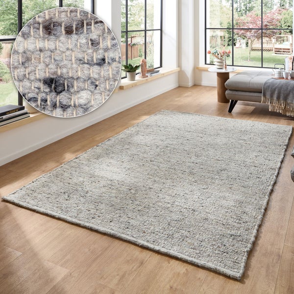 Handgewebter Wollteppich Anden Grau 60x90 cm