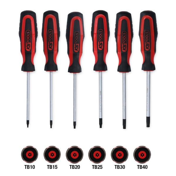 KS TOOLS ERGOTORQUEplus Schraubendreher-Satz 6tlg. Torx mit Bohrung - 159.0040