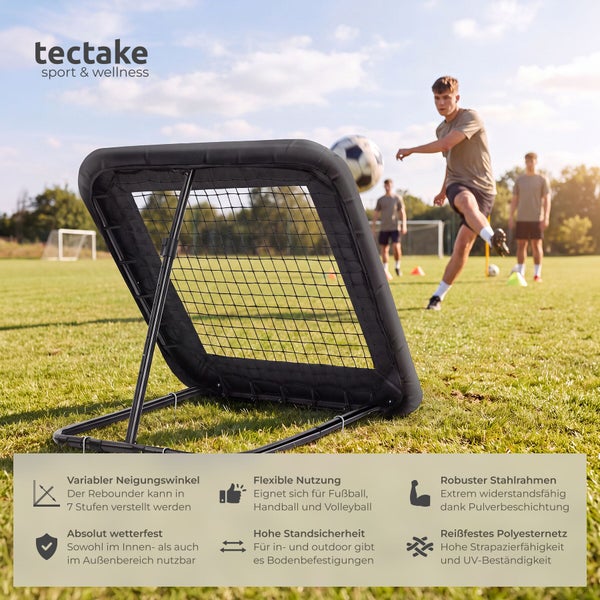 Tectake Sport und Wellness Rebounder mit Stahlrahmen und Polyesternetz fuer Training im Innen und Aussenbereich mit sieben Neigungswinkeln.