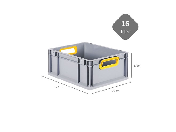 PROREGAL Eurobox Nextgen Color HxBxT 17 x 30 x 40 cm 16 Liter Griffe Gelb Offen Glatter Boden Eurobehälter Transportbox