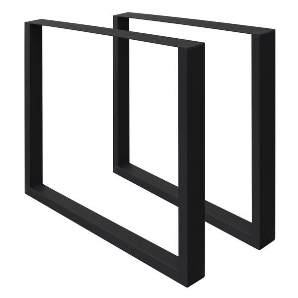 ECD Germany 2x Tischbeine aus Vierkantprofilen, 60 x 72 cm, Schwarz, pulverbeschichtete Stahl, Industriedesign, Metall Tischkufen Tischuntergestell Tischgestell Möbelfüße, für Esstisch Schreibtisch