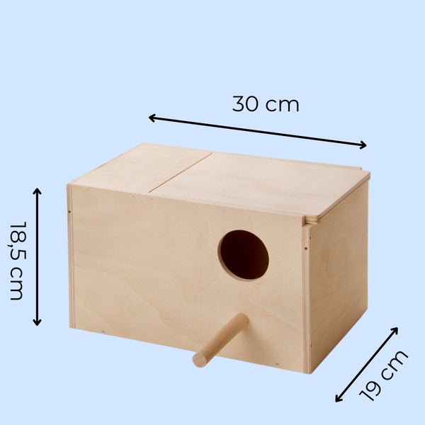 Vogelhaus aus Holz mit den Maßen 30 cm x 18,5 cm x 19 cm