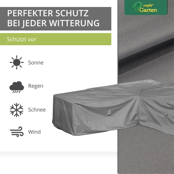 Mehr Garten Lounge Abdeckung L-Form I Abdeckung Gartenmöbel Winterfest I Gartenmöbel Abdeckung Wasserdicht I UV-beständig & wetterfest I 255x255x80 cm I Oxford 600D Gewebe