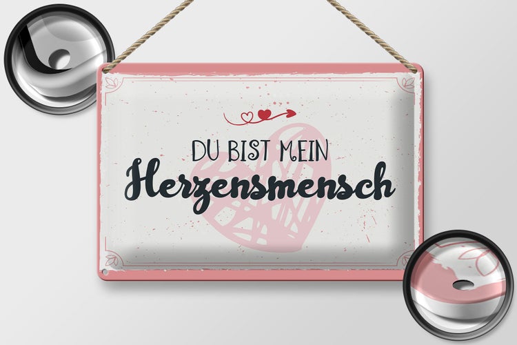 Blechschild Spruch 30x20cm Du bist mein Herzensmensch