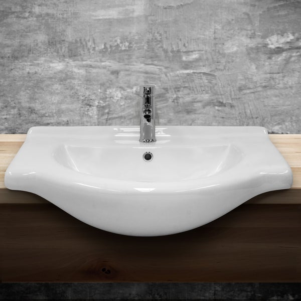 ML-Design Waschbecken aus Keramik Weiß 77x21,5x51,5 cm inkl. Ablaufgarnitur, Einbauwaschbecken mit Überlauf, Aufsatzwaschbecken Einbauwaschtisch Waschschale Waschplatz Handwaschbecken, für Badezimmer