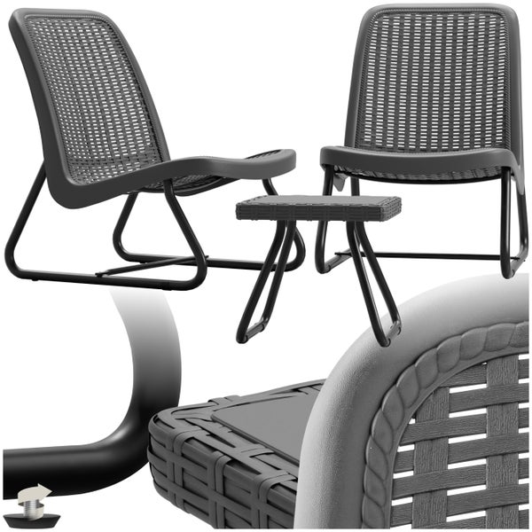Sitzgruppe tectake Modica Belastbarkeit Stuhl 120 kg, Schraubfüße für 2 Personen in Rattanoptik grau