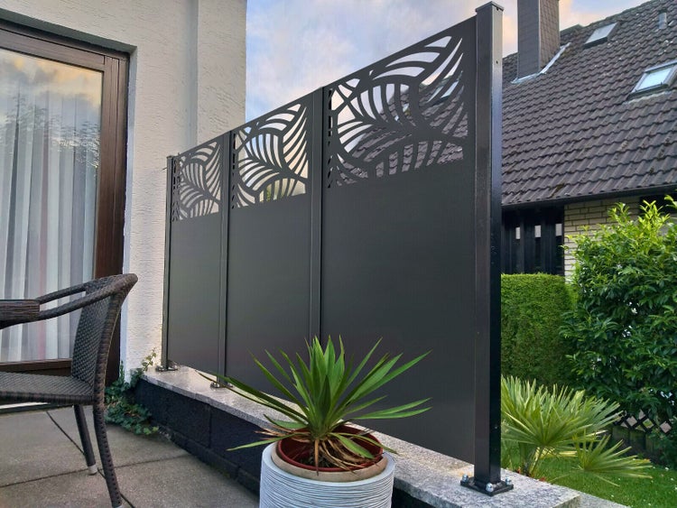 Sichtschutzwand ELEO Panaro 60 x 158 cm - Metall pulverbeschichtet anthrazit