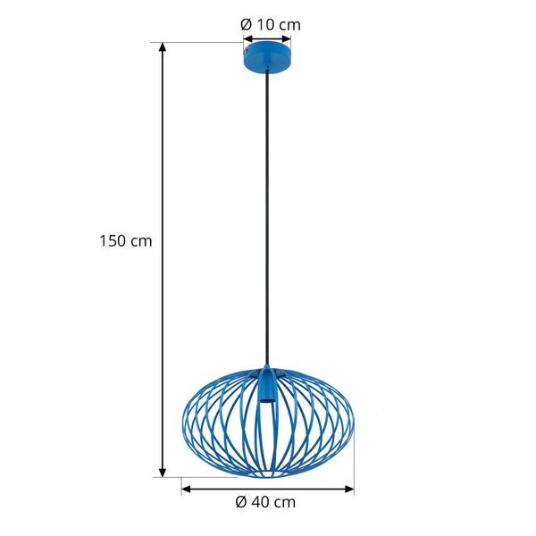Lindby Pendelleuchte Maivi (Modern) in Blau aus Metall (1 flammig, E27) - Deckenlampe Esstischlampe Hängelampe Hängeleuchte Wohnzimmerleuchte