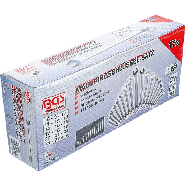 BGS Maulringschlüssel Satz mit 17 Teilen in einer Verpackung
