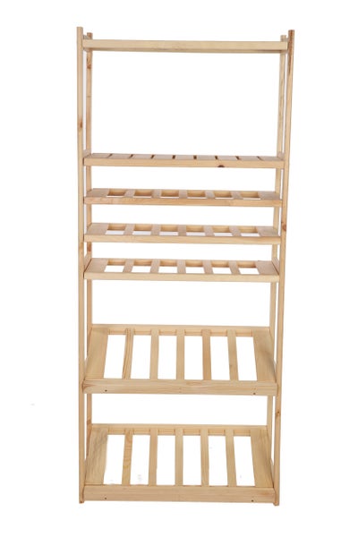 PROREGAL Getränkekisten- & Weinregal SPREEWALD HxBxT 163x70x33cm 18 Flaschen auf 3 Ebenen + 2 Ebenen für Kisten + 2 Ablagen Massives Kiefernholz Natur