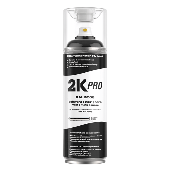 2K PRO 2 Komponenten Sprühfarbe 400ml Schwarz Matt