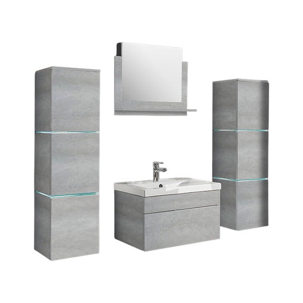 Home Deluxe - Badmöbel-Set - WANGEROOGE Grau - X-Large - inkl. Waschbecken und komplettem Zubehör - Breite Waschbecken: ca. 60 cm | Badezimmermöbel Waschtisch Badmöbelset