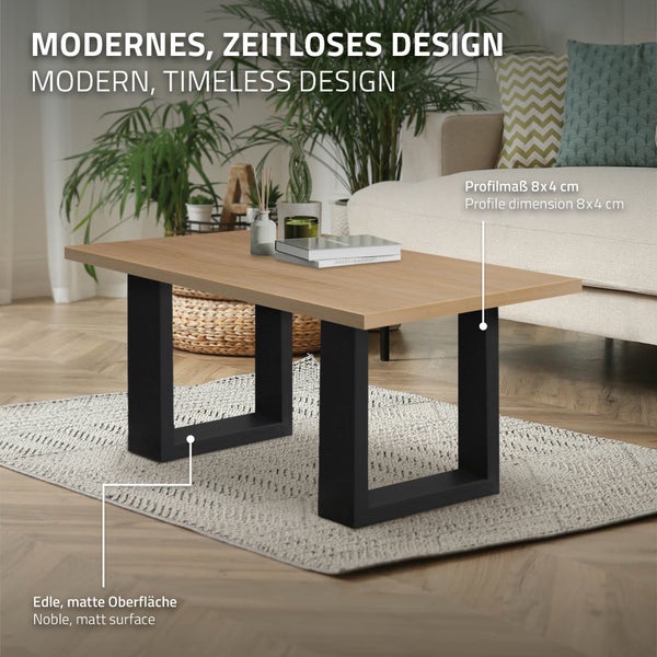 ECD Germany 2er Set Tischbeine 30x43 cm, Schwarz, Stahl pulverbeschichtet, Industriedesign, Vierkantprofil, Metall Tischkufen Tischuntergestell Tischgestell Möbelfüße Bankkufen Bankgestell Bankbeine