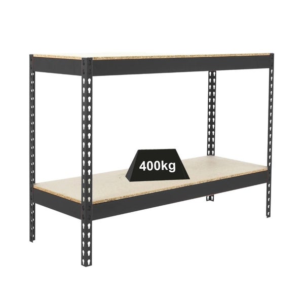 Schwerlastregal MINI WOOD YETI TWO | HxBxT 90x150x45cm | Fachlast 400kg | Anthrazit