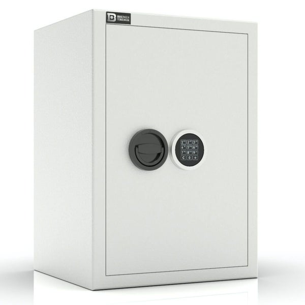 Tresor von Bremer Tresor mit elektronischem Zahlenschloss und rundem Drehgriff. Bremer Tresor Logo.