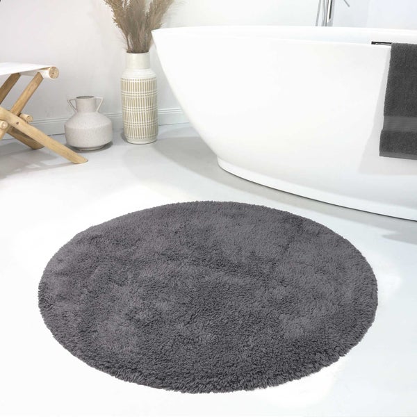 Badteppich Grau Ole WECONhome Basics 90 cm rund