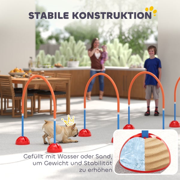 PawHut Agility Set Hunde 4-teiliges befüllbar Agility-Ausrüstung für Hundetraining Steckhürdenset mit verstellbar Agilitätstüren Tragetasche Trainingszubehör Koordinationstraining für Spiele Training