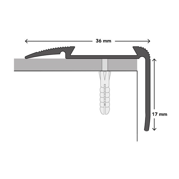 FLOORDIREKT Stufenkantenprofil Glory - Vorgebohrt - L-Form - Gold - 3,6 x 1,7 x 100 cm