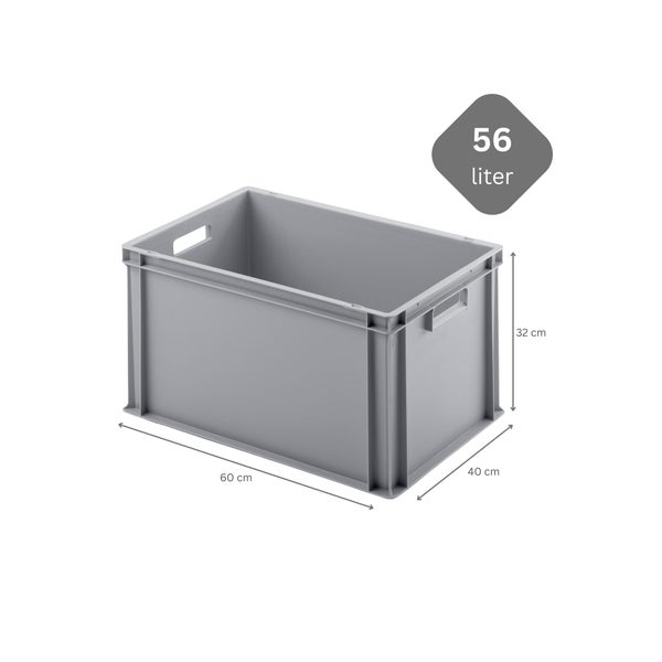 PROREGAL SparSet 10x Eurobehälter mit Offenem Griff und 1 x Transportroller Rot HxBxT 32 x 40 x 60 cm 56 Liter Eurobox Transportbox