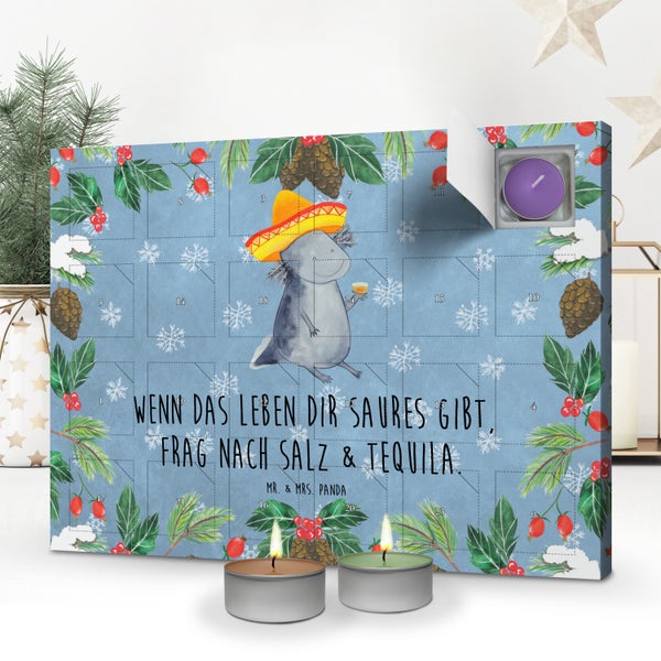Mr. & Mrs. Panda Duftkerzen Adventskalender Axolotl Tequila - Blau Pastell