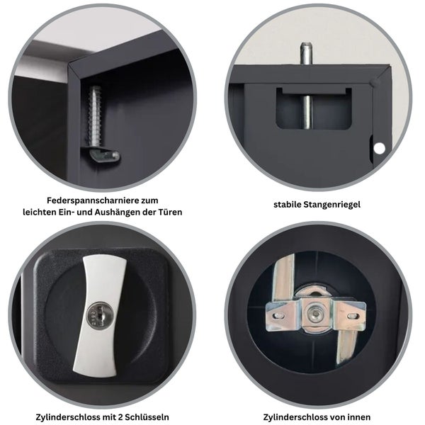 PROREGAL Stahlschrank Bee 5 Fachböden HxBxT 195 x 92 x 60 cm Pulverbeschichtetes & Verstärktes Fachbodenmaterial Anthrazit & Anthrazit