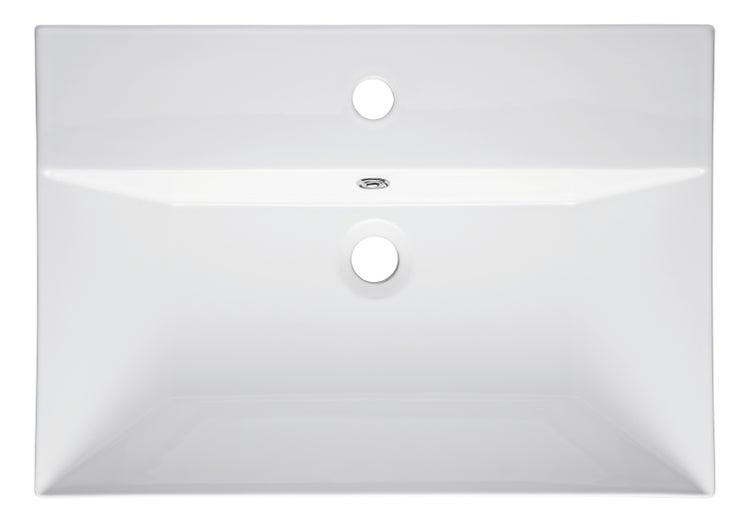 aquaSu® Moderner Waschtisch Malea 60 cm | Design-Waschbecken mit Überlauf und Hahnloch | Hänge-Waschbecken modern | Waschtisch wandhängend | 60 x 42 cm | Sanitärkeramik in weiß | 562300