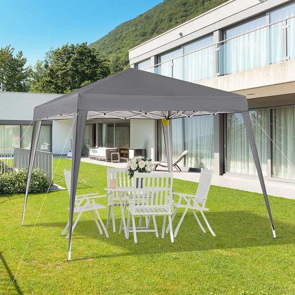 Outsunny Faltpavillon 2,4x2,4m Pavillon Faltzelt mit UV-Schutz, Partyzelt inkl. Tragetasche für Garten, Balkon, Stahl Grau