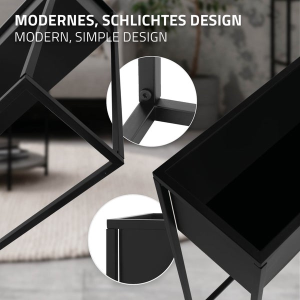 ML-Design 2er Set Blumenständer Schwarz Metall, 60x25x78 cm, stehend, Rechteckiger Übertopfständer für Pflanzen, Innenbereich, Design Pflanzenständer Blumenkasten Pflanzenkasten Hochbeet Balkonkasten