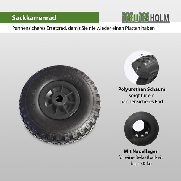 Trutzholm Schubkarrenrad pannensicher mit Polyurethan Schaum und Nadellager für eine Belastbarkeit bis 150 kg