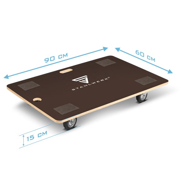 STAHLWERK Rollwagen mit Handgriff bis 300 kg 90x60 cm Rollbrett Transportroller