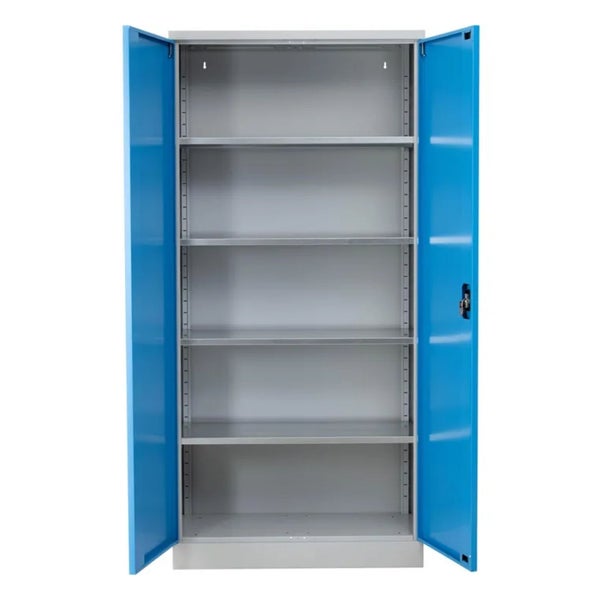 PROREGAL Stahlschrank Bee 10 Fachböden HxBxT 195 x 92 x 50 cm Pulverbeschichtetes & Verstärktes Fachbodenmaterial Grau & Lichtbau