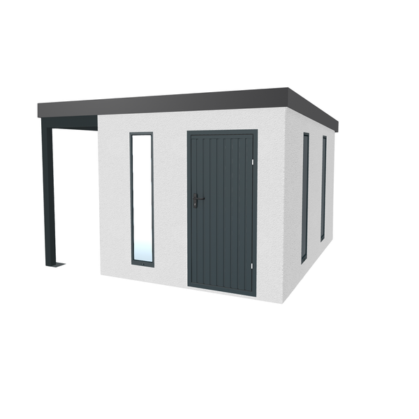 Gartenhaus mit Anbau, Tür und Fenster