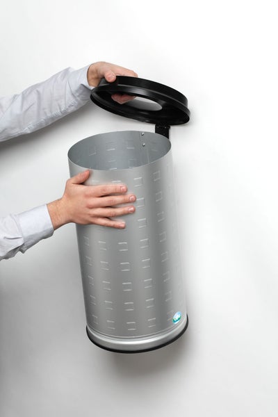 PROREGAL Dekorativer Papierkorb Mit Kantenschutz Wandgerät 20 Liter HxBxT 50 x 25 x 25 cm Aluminium Silber