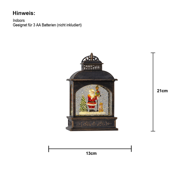 Dekorative Weihnachtsfiguren mit Beleuchtung, darunter Weihnachtsmann, Weihnachtsbaum und Schneemann
