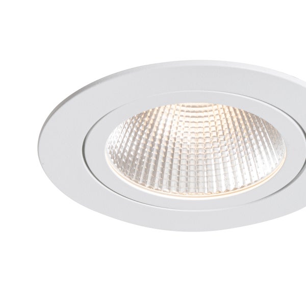 Einbaustrahler rund in Weiß mit strukturierter Linse.