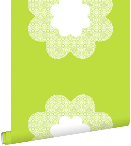 ESTAhome Tapete Spitzen Blumen Lindgrün - 53 cm x 10.05 m - 114952