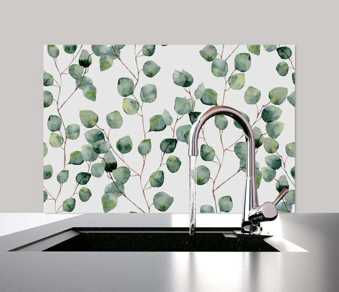 Küchen Spritzschutz | Küchenrückwand | Alu-DiBond | Fliesenschutz für den Herd und Spüle | Küche | Küchenfliesen | Fliesenspiegel | Rückwand, Größe: 60 x 40 x 0.3 cm Küchenrückwand und Spritzschutz Pflanze Efeu