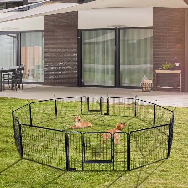 Home Deluxe - Welpenauslauf BARKI - 80 x 60 cm, 12-Teilig, Farbe: Schwarz, inkl. Türverriegelung, abgerundete Ecken und Kanten I Welpenspielplatz Welpenfreilauf