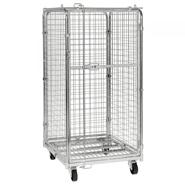 Rollcontainer aus Metallgitter mit Rädern