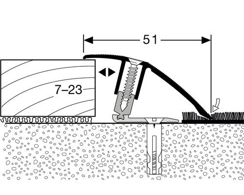 Ausgleichsprofil Flex 886 Alu eloxiert platin 100 cm