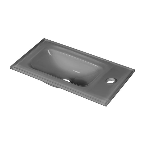 Fackelmann LUNA Gäste-WC Set 2 Teile – Waschtischunterschrank in Anthrazit mit Waschbecken aus Glas in Anthrazit – SBC Waschbeckenunterschrank schmal – Türanschlag links – 45 cm breit