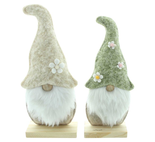 FRANK FLECHTWAREN | Wichtel Zottelbart, 2er Set, FILZ AUS PET, HOLZ, POLYESTER, 12 x 6 x 28 cm, 13,5 x 6 x 30,5 cm